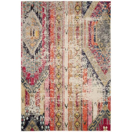 Safavieh 4 ft. x 5 ft.7 in. Monaco Power Loomed Small Rectangle Area Rug Light Grey & Multicolor MNC222G-4